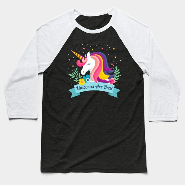 Unicorns Are Real Baseball T-Shirt by TomCage